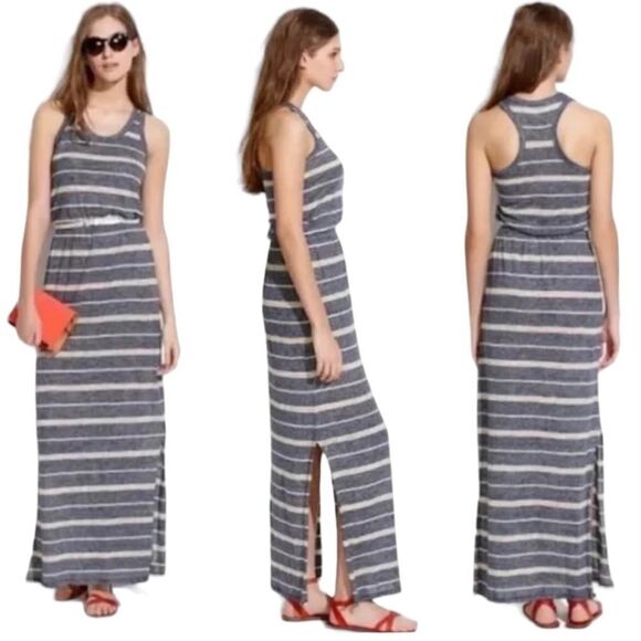 Madewell 100% Linen Striped Racerback Sleeveless Maxi Dress Sz S - Picture 13 of 13